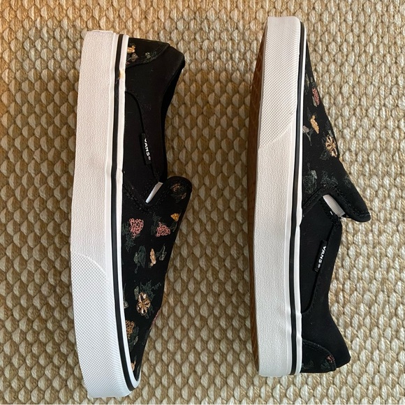 Vans Classic Black Floral Slip-On Sneakers - Picture 6 of 9